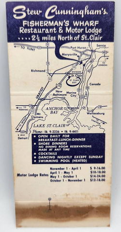 River Crab Blue Water Inn (Stew Cunninghams Fishermans Wharf) - Matchbook